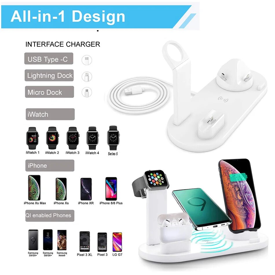 7 in 1 Wireless Charger Stand Pad For iPhone 14 13 12 Apple Watch 15W  Fast Charging Dock Station for Airpods Pro iWatch 7 6