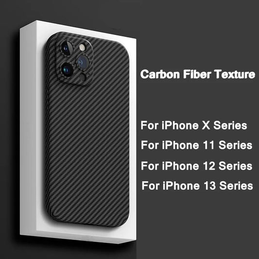 Ultra Thin Carbon Fiber Phone Case For iPhone 15 14 13 11 12 Pro Max X XS Max 15 Plus 13 Pro Shockproof Matte Hard PC Back Cover